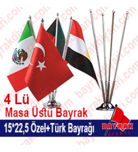 4 Lü Direk + Türk Bayrağı+Özel