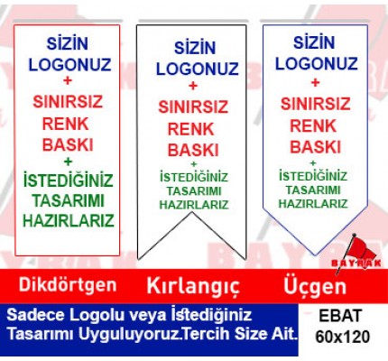 Özel Baskılı Kırlangıç Bayrağı 60x120