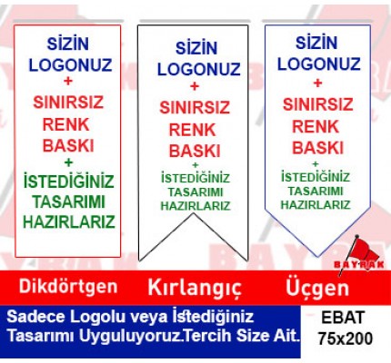 Özel Baskılı Kırlangıç Bayrağı 75x200