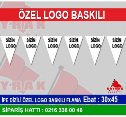 Özel Logo Baskı-İpe Dizili Flama 30x45